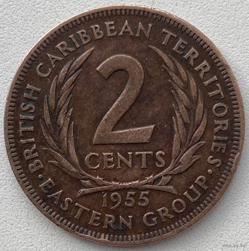 Восточные Карибы 2 цента 1955 г.