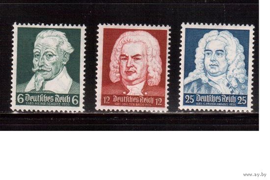 Германия(Рейх)-1935,(Мих.573-575)  **( 1 м - *)  ,  Личности, Композиторы (полная серия)