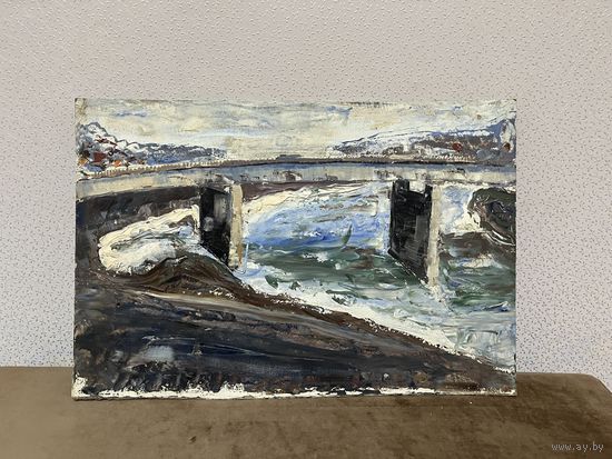 Живопись. Мост. Могилёв. Картон, масло. Подписи нет. 50х33 см.