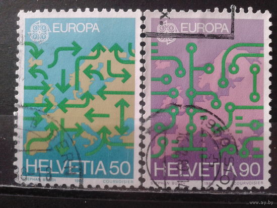 Швейцария 1988 Европа, транспорт и коммуникации Полная серия Михель-2,0 евро гаш