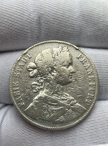 1 талер 1860 без МЦ.Из коллекции.Германия.Франкфурт.Серебро.