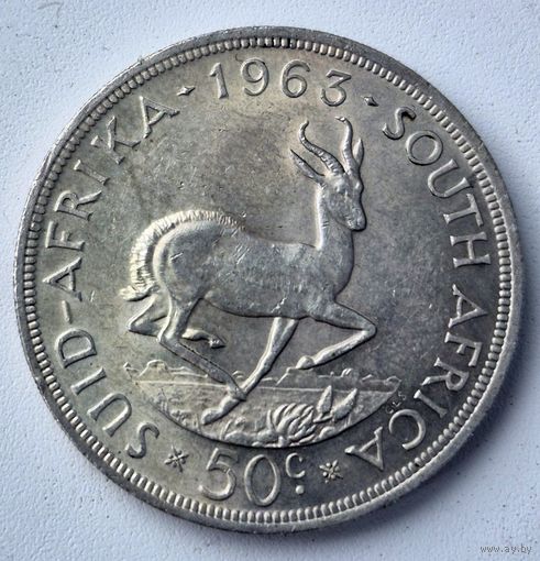 ЮАР 50 центов 1964 года, АU. Серебро.