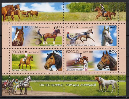 Россия 2007. Отечественные породы лошадей. Малый лист 121 (652)