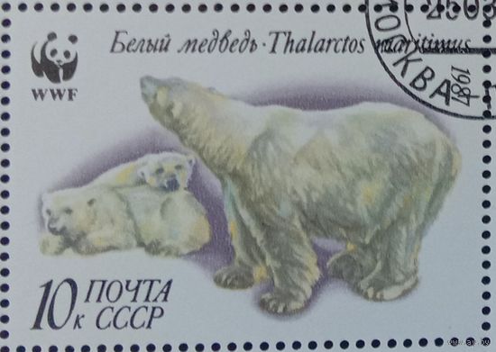 Марка СССР 1987 Белый медведь