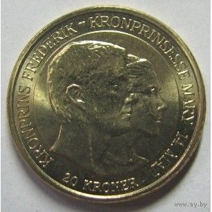 Дания 20 крон, 2004 Свадьба Принца Фредерика и Мисс Мэри Дональдсон UNC