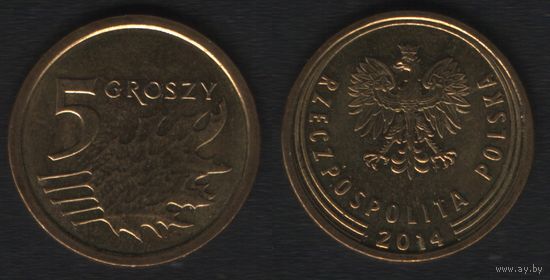 Польша y925 5 грош 2014 год (Cross) (нов.тип) надпись под орлом (_alb2