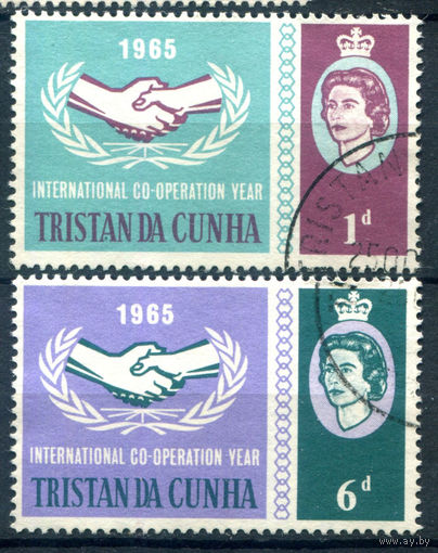 Британские колонии - Тристан-да-Кунья - 1965г. - 20 лет ООН. Международный год совместной работы - 2 марки - полная серия, гашёные [Mi 90-91]. #2-Bc-60-A-1