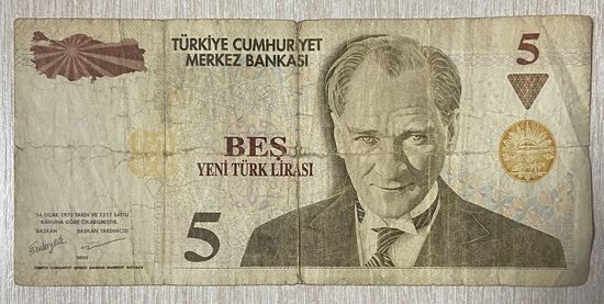 Банкнота. Турция. 5 лир 2005 год. Мустафа Кемаль Ататюрк.