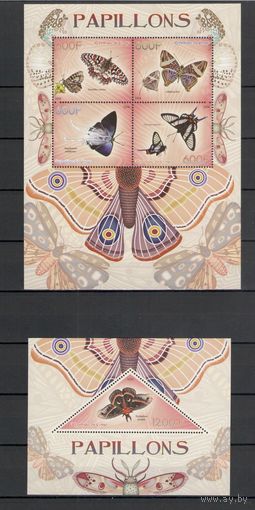 Конго 2014 Фауна насекомые бабочки 1 лист и 1 блок MNH**