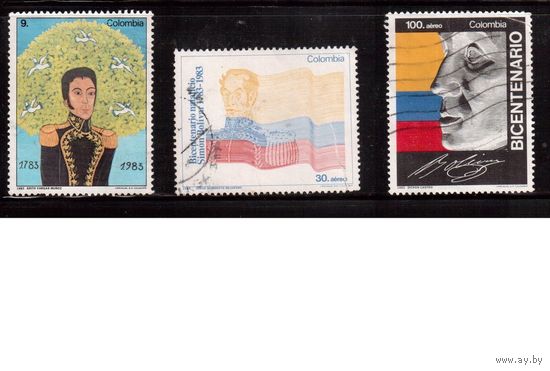Колумбия-1983(Мих.1615-1617) ,  гаш. , Известные люди, Симон Боливар(полная серия)