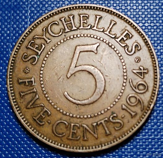 Сейшелы 5 центов 1964 г. Тираж 20000. R.