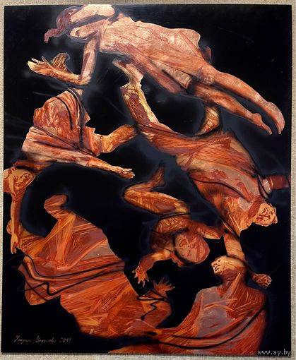 Кондрусевич В.В "Чорная дзірка", 2011г. Масло, поталь на алюминии. Размер 101х124 см.