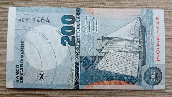Werty71 Кабо-Верде 200 эскудо 2005 UNС банкнота Корабль