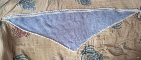 Платок, косынка из шерсти. Голубого цвета. Эксклюзив. Ручная работа.