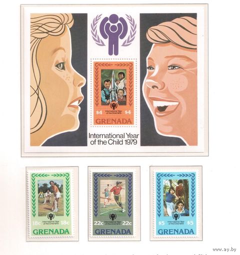 Гренада-1979,(Мих.953-956,Бл.82) ** ,  Год ребенка, Спорт, Бейсбол