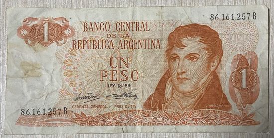Банкнота Аргентина 1 песо 1973 год.