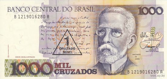 Бразилия 1000 крузейро 1989 (UNC)
