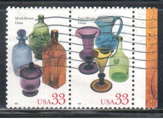 США-1999 (Мих.3148-3149) , гаш., Изделия из стекла