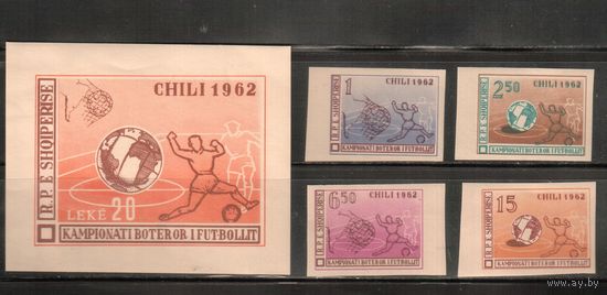 Албания-1962,(Мих.678-681,Бл.12)  * ,  ,Спорт, ЧМ-1962 по футболу, БЗЦ (полная серия)