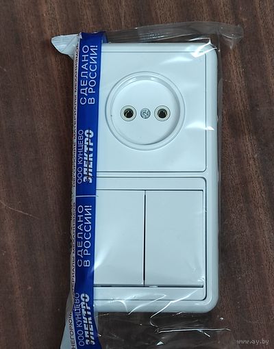 Блок 2 клавишный выкл + розетка скрытой установки