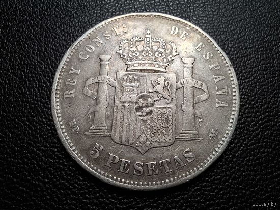 Испания 5 песет 1888 Ag900