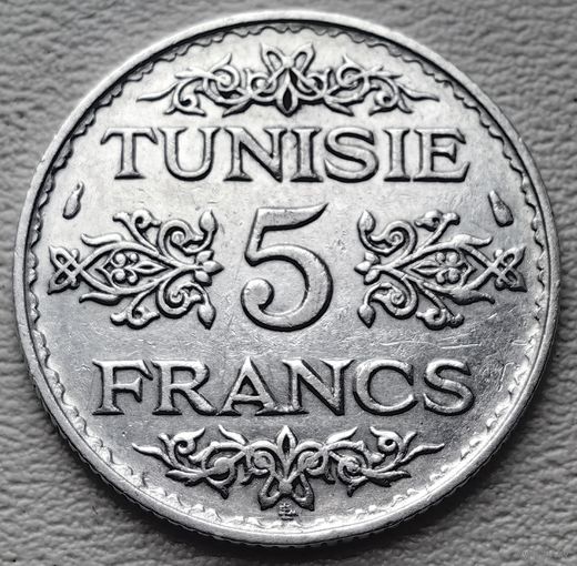 Тунис 5 франков 1936, серебро