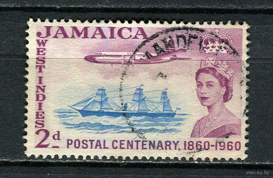 Британские колонии - Ямайка - 1960 - Самолет и парусник - [Mi.180] - 1 марка. Гашеная.  (Лот 15HW)-TG3P20