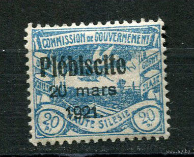 Немецкие плебисцитные территории - Верхняя Силезия - 1921 - Надпечатка Plebiscite 20 mars 1921 - 20Pf - [Mi.32] - 1 марка. MH.  (Лот 118H)