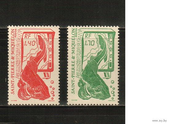Сен-Пьер и Микелон-1988(Мих.579-580) , **  , Стандарт, Морская  Фауна ,  Рыбы,(полная серия)