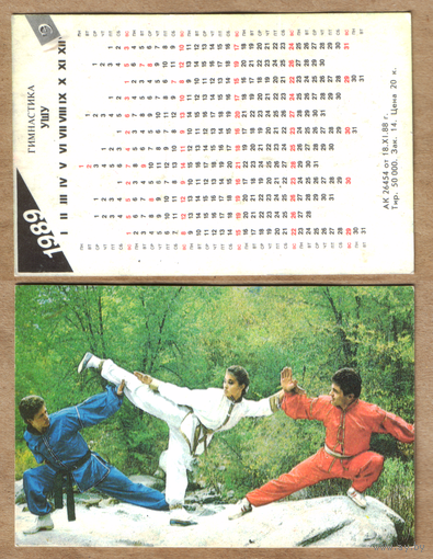Календарь Гимнастика УШУ 1989