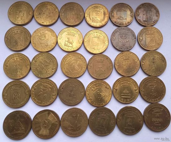 Разные Юбилейные монеты России ГВС.Всего 30 штук