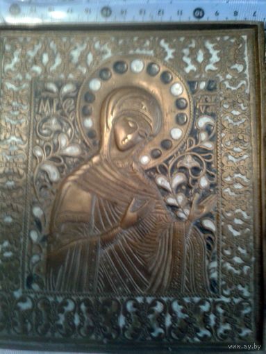 РЕДКИЙ  БОЛЬШОЙ ЭМАЛИ !Трехстворчатый складень [Деисус, 45х17 см] в эмалях