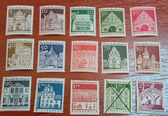 Германия, ФРГ серия не полная, стандарт, архитектура, 1966 г., MNH