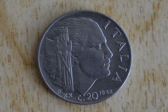 Италия 20 чентезимо 1942 с 1 руб