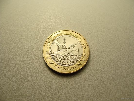 Фолклендские острова. 2 фунта 2014 год  KM#171  "100 лет Фолклендскому бою"