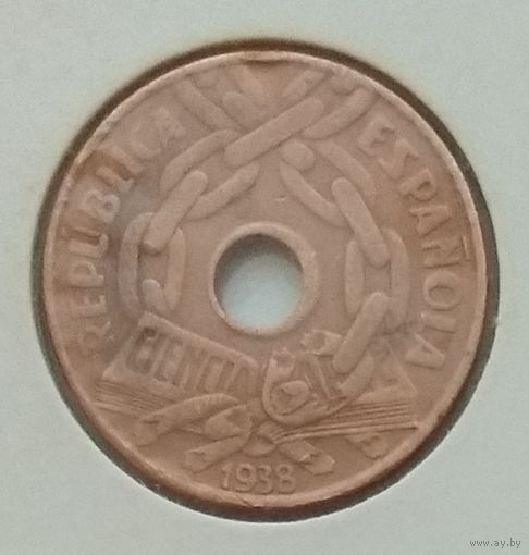 Испания 25 сентимо 1938 г. В холдере