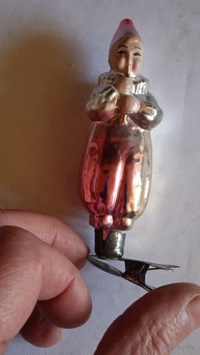 Ёлочная игрушка клоун с дудочкой амальгама