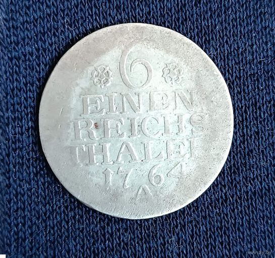 Пруссия 1/6 рейхсталера, 1764   Фридрих II, Отметка монетного двора "А" - Берлин