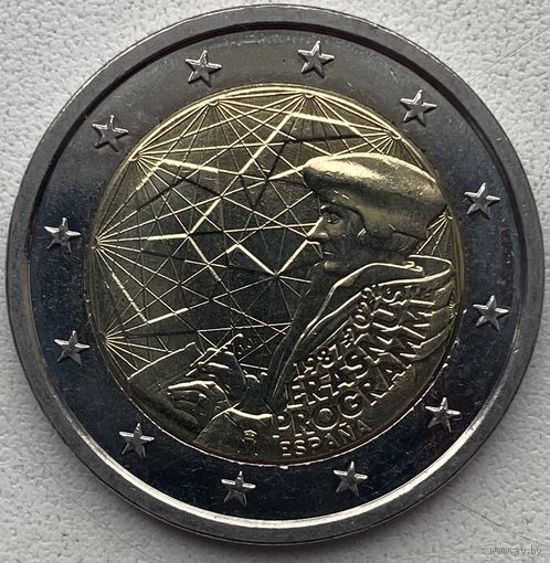 Испания 2 евро 2022 г. 35 лет программы Эразмус (Erasmus)