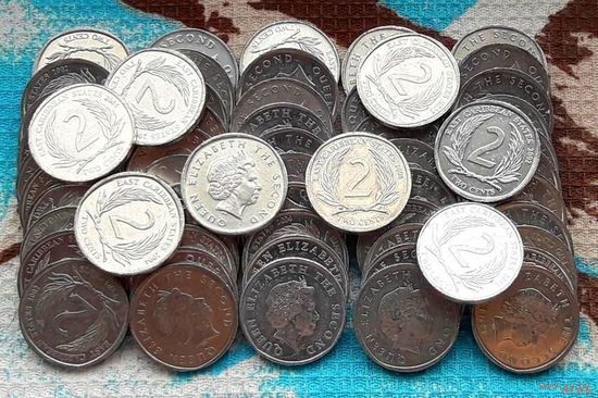 Карибы 2 цента. Восточные Карибские острова - Гренада, Антигуа и Барбуда, Доминика, Сент Китс и Невис.
