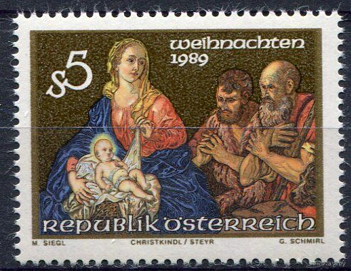 Австрия 1989 Рождество Живопись Серия 1 м. MNH (ОРЛ