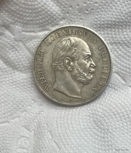 Талер 1871 колонна , патина ,хороший сохран со штемпельным блеском , курсовая монета для собирателей талеров Пруссии с низкой мц!