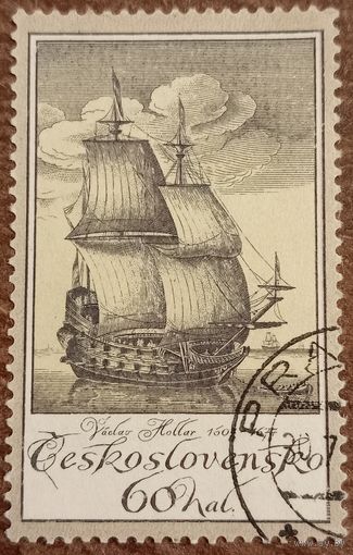 Чехословакия 1976. Гравюра Вацлава Холлара и Голландское торговое судно