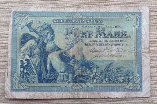 Werty71 Германия 5 марок 1904 банкнота Дракон
