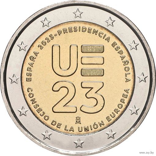 2 евро 2023 Испания Президентство Испании в Совете ЕС UNC из ролла
