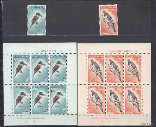 Фауна. Птицы. Новая Зеландия. 1960. 2 марки и 2 малых листа. Michel N 413-414 (36,0 е).