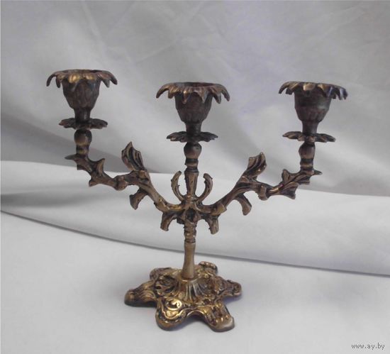 Подсвечник Канделябр на три свечи Бронза 01