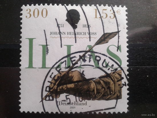 Германия 2001 писатель Михель-3,2 евро гаш зубцовка К13 1/4