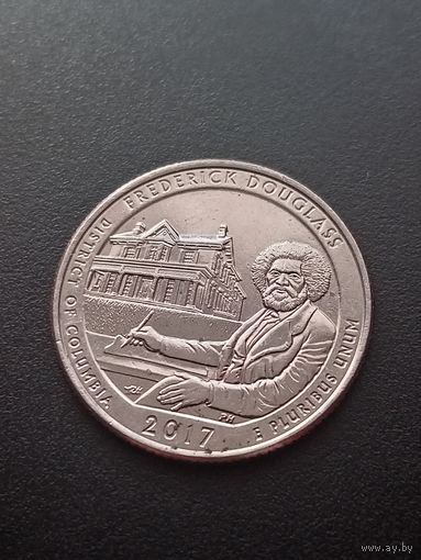 США 25 центов  2017 г. D -Национальный исторический парк Фредерик Дуглас (Округ Колумбия)