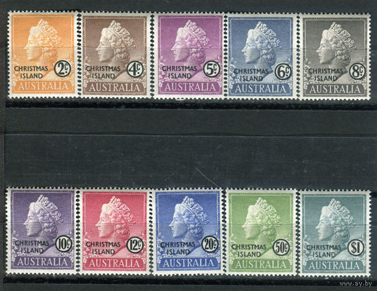 Рождественские острова (о-в Рождества) - 1958г. - королева Елизавета II - 10 марок - полная серия, MNH [Mi 1-10]. #4-B6-Z-1-1